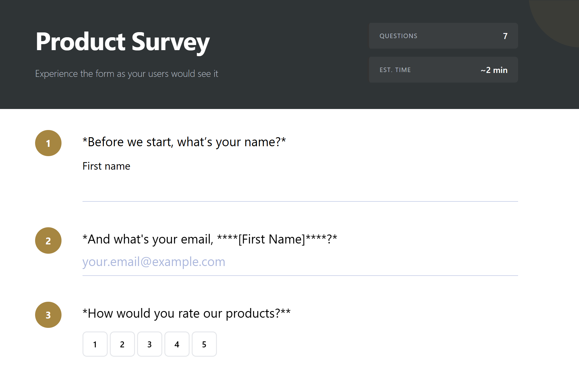 Koppie export format preview - interactive form