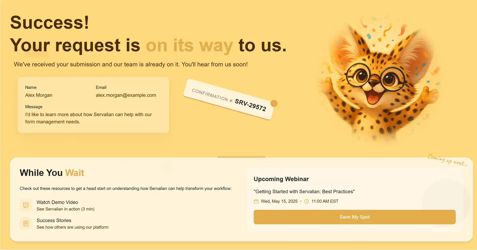 Thank You Page Example