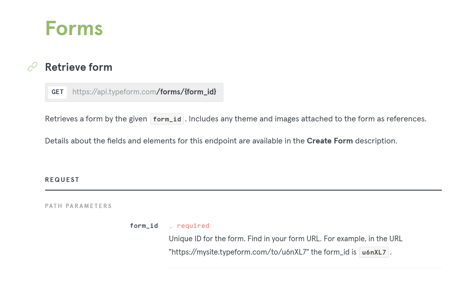 Typeform API endpoint for extracting form schema